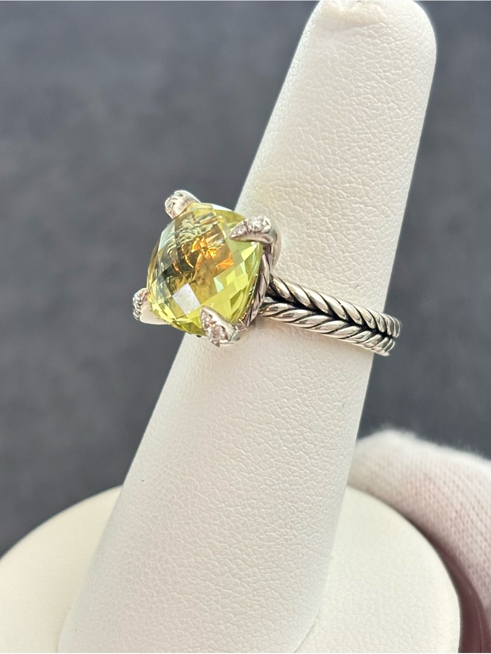 David Yurman 11mm Chatêlaine Ring with Lemon Citrine & Diamonds 6